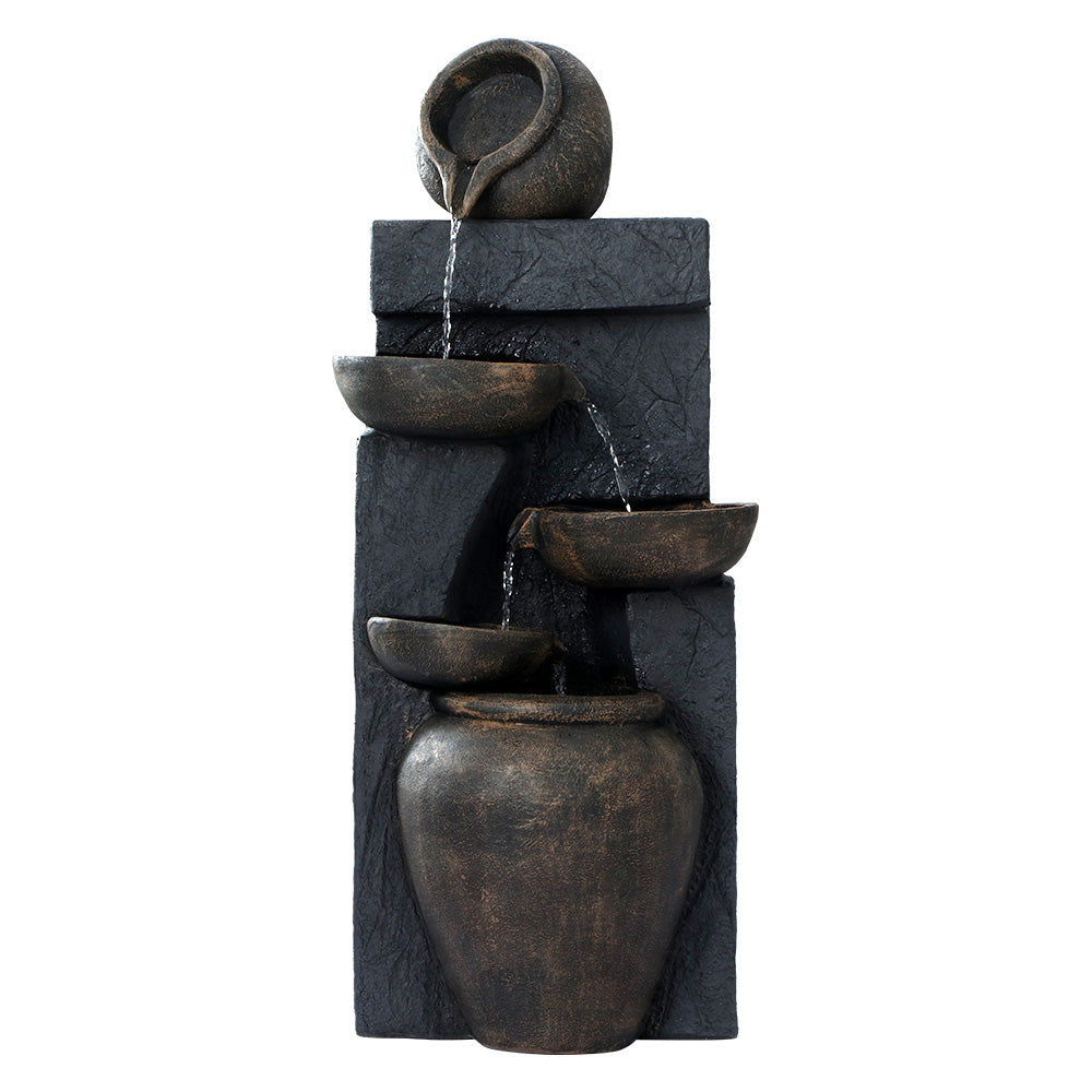 Cascading Jug Solar Fountain with Stone Look Water Feature