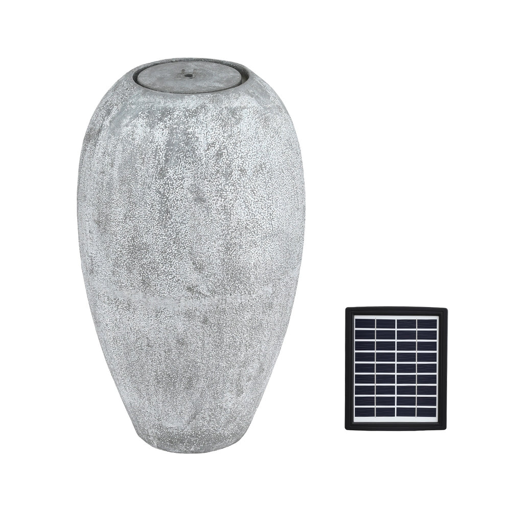 Elegant Grey Solar Vase Fountain with LED Light