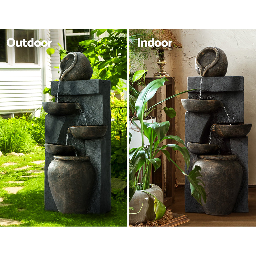 Cascading Jug Solar Fountain with Stone Look Water Feature