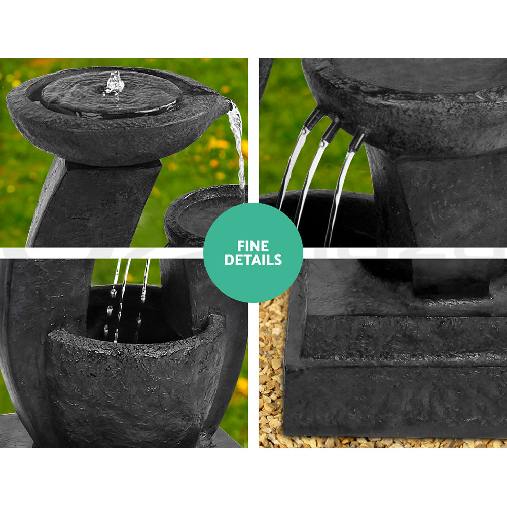 Modern Solar Cascading 3 Tier Fountain Contemporary Water Feature