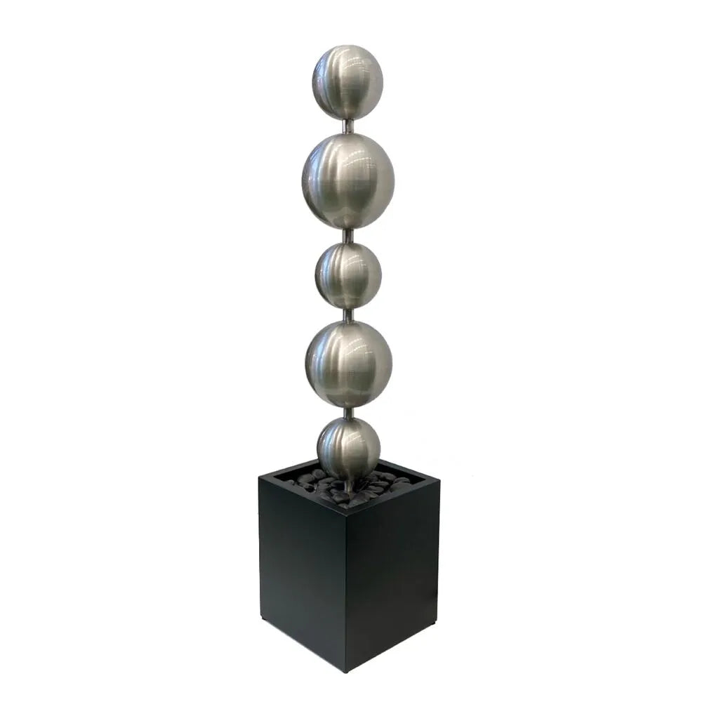 Modern Minimalist Steel Sphere Column Water Feature