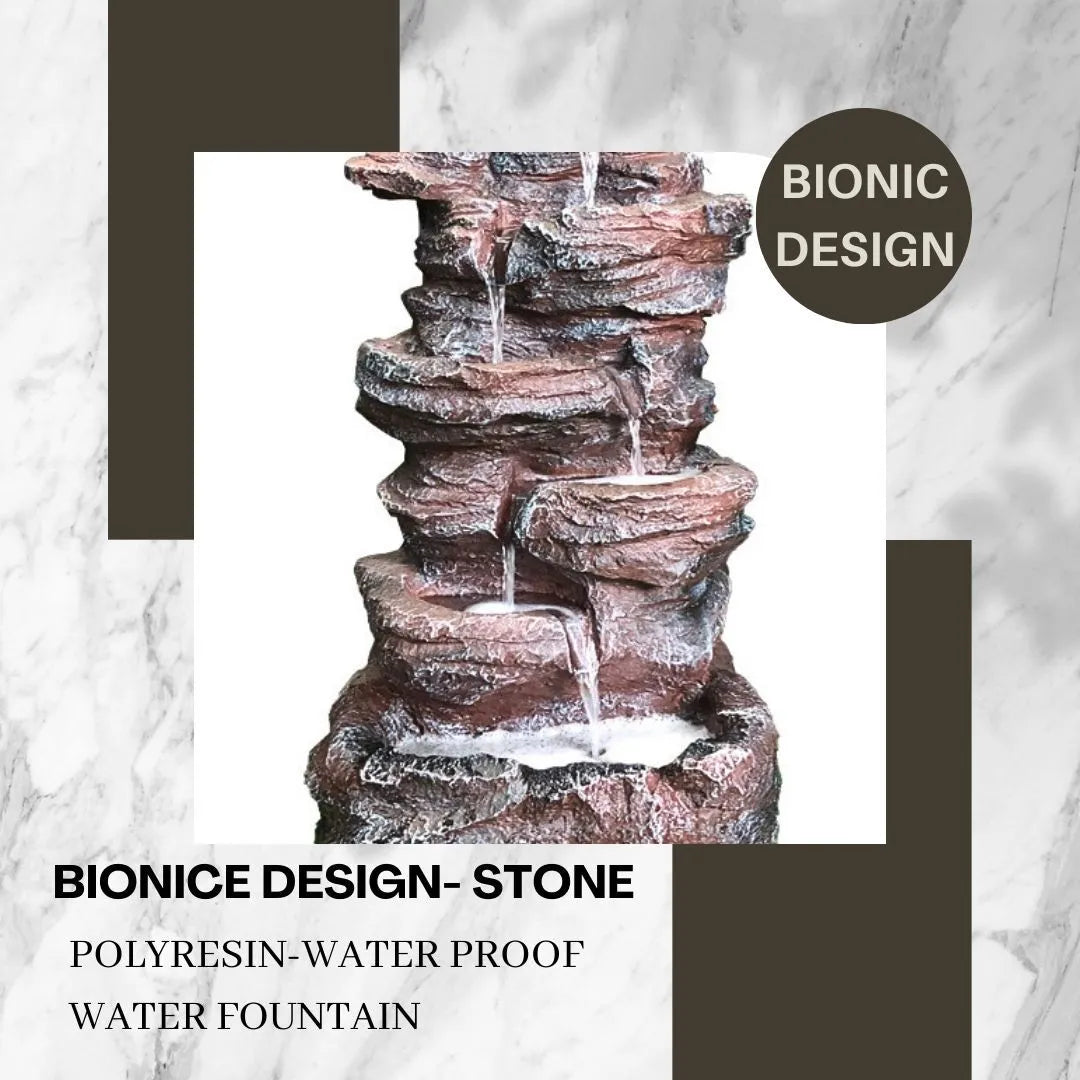 Solar Cascading Rock Water Feature with LED lighting