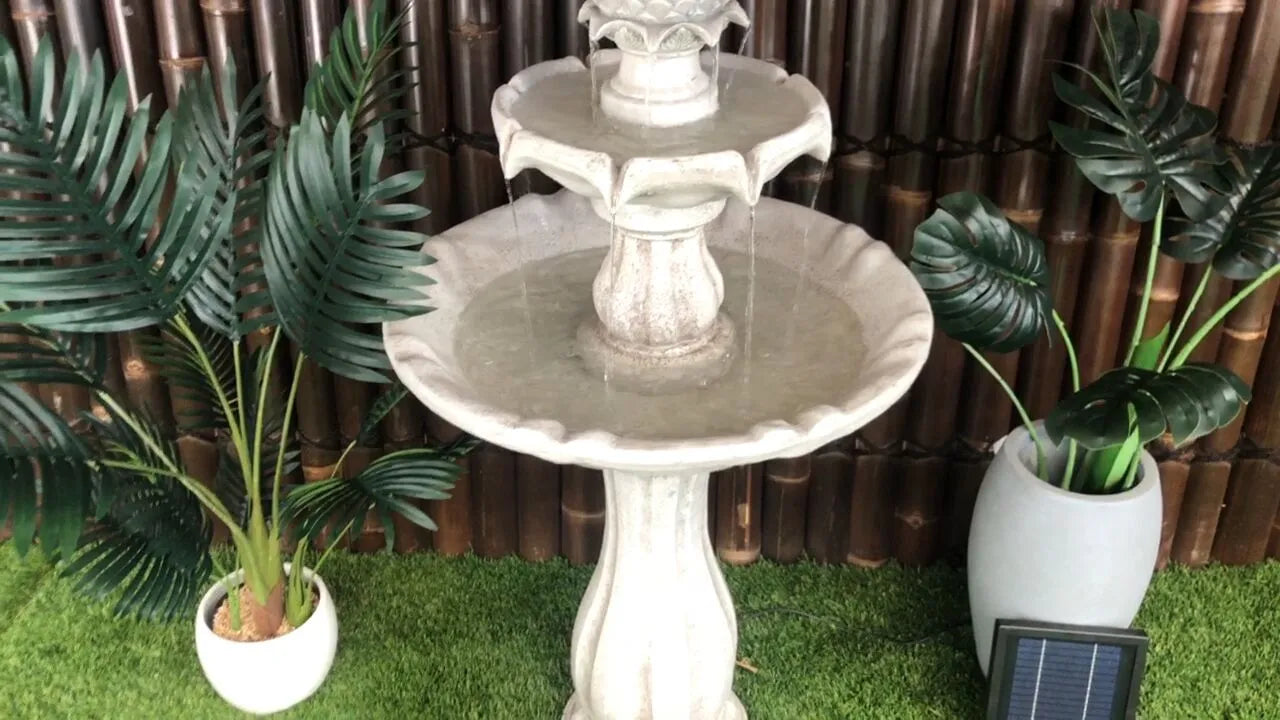 Solar Two Tier Bird Bath Water Feature