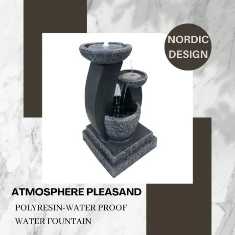 3 Teired Natural Stone Cascade LED Light Water Feature