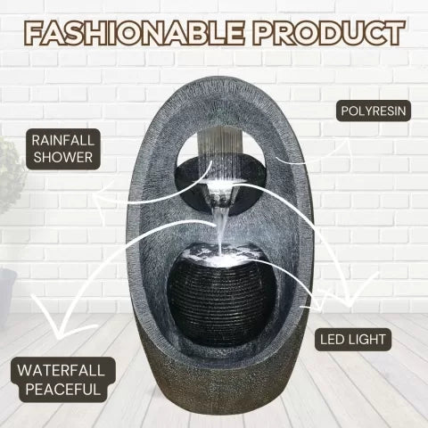 Modern Rain Curtain Bowl Water Feature with LED Light