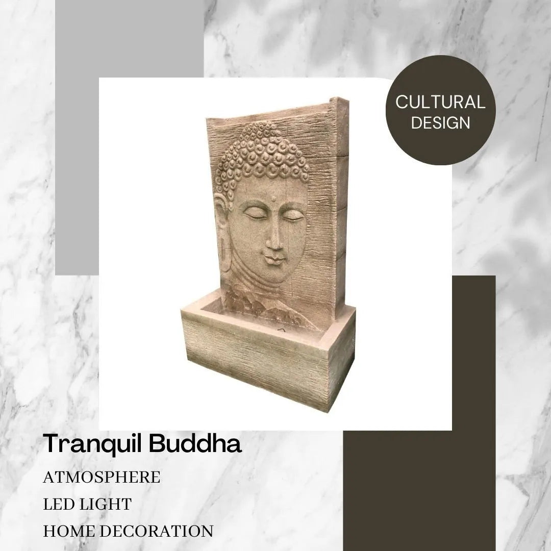 Modern Buddha Face LED Light Wall Water Feature