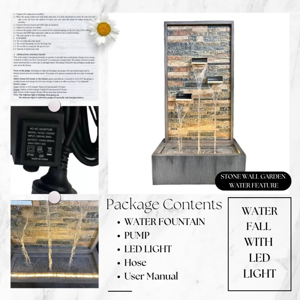 Auralis Stacked Stone Spout Wall Water Feature