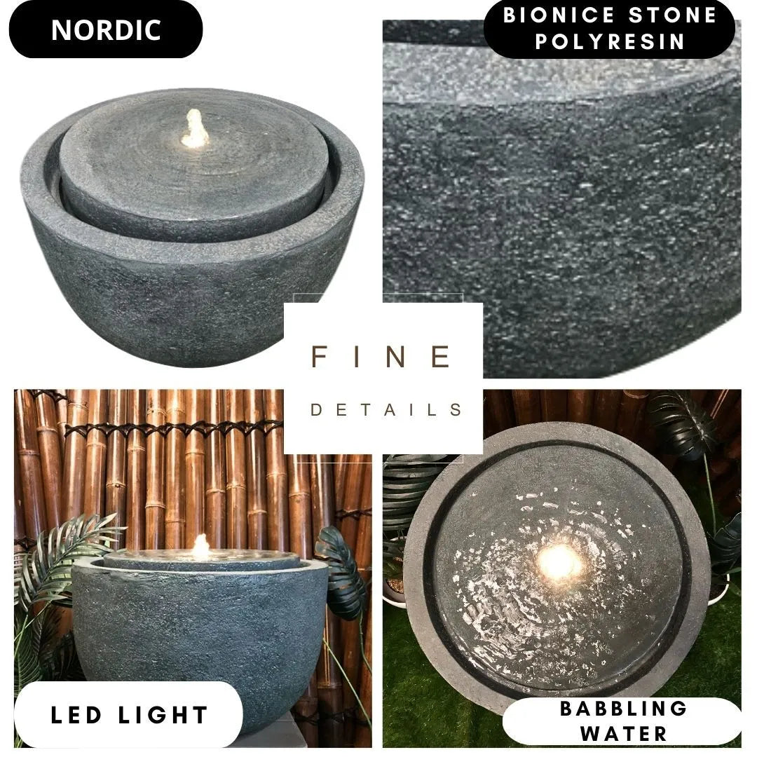 Bubbling Bowl Water Feature with LED Glow