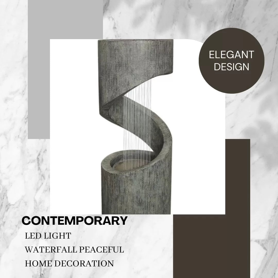 Modern Spiral rain curtain Water Feature with LED Light