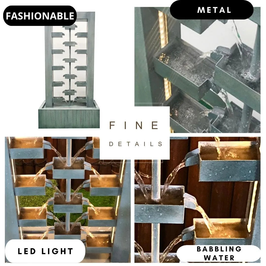 Echofall LED Lighting Cascade Wall Water Feature - Grey