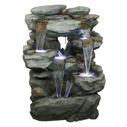 Rustic Stone Rock Water Feature With LED Light