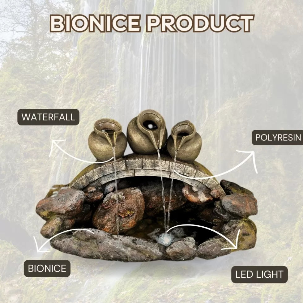 Decorative Rock And Pot Water Feature With LED Light