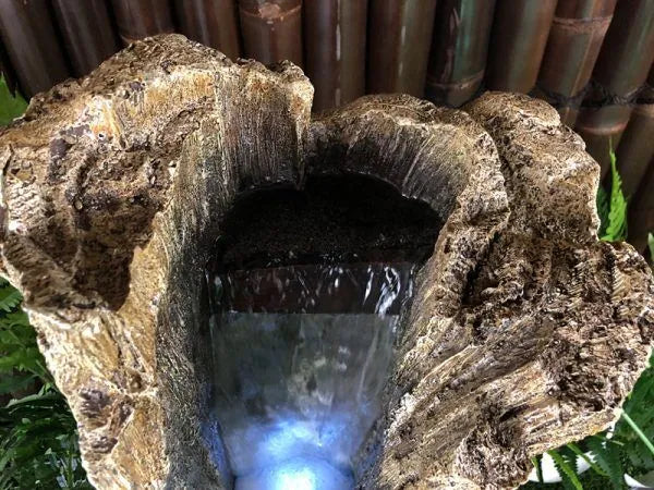 Rustic Tree Trunk LED Light Water Feature