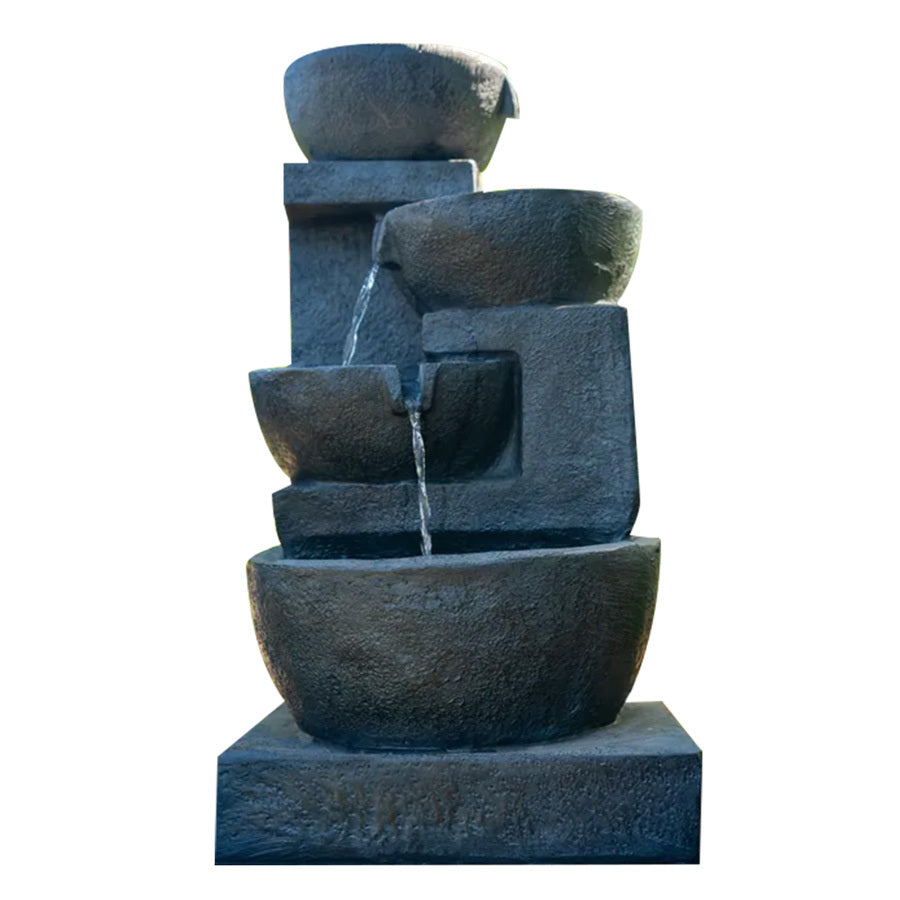 Solar Powered Cascading 3 Tier Water Fountain with LED Glow