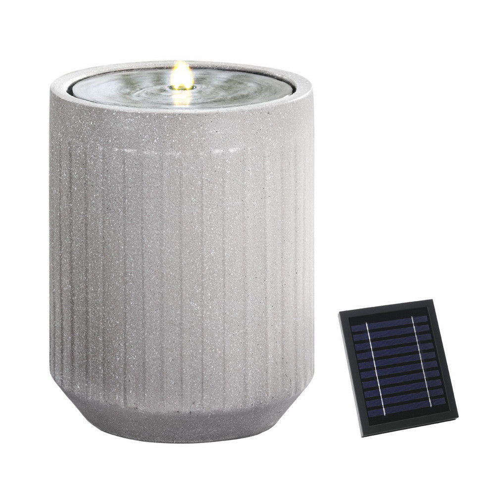 Modern Ribbed Concrete Finish Solar Feature with LED Light