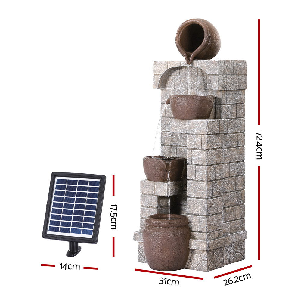 Solar Powered Patio Water Feature with LED Lights