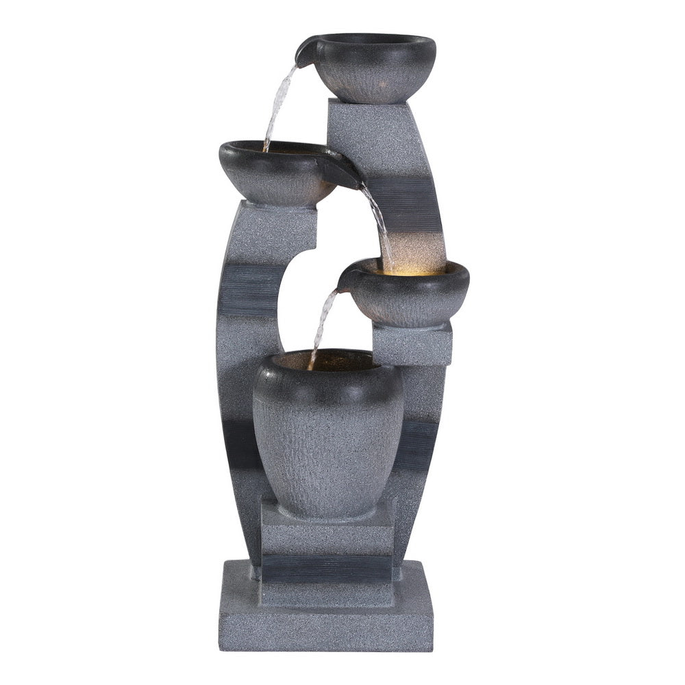 Solar Cascading 3 Tier Fountain with Stacked Bowls and LED Lighting