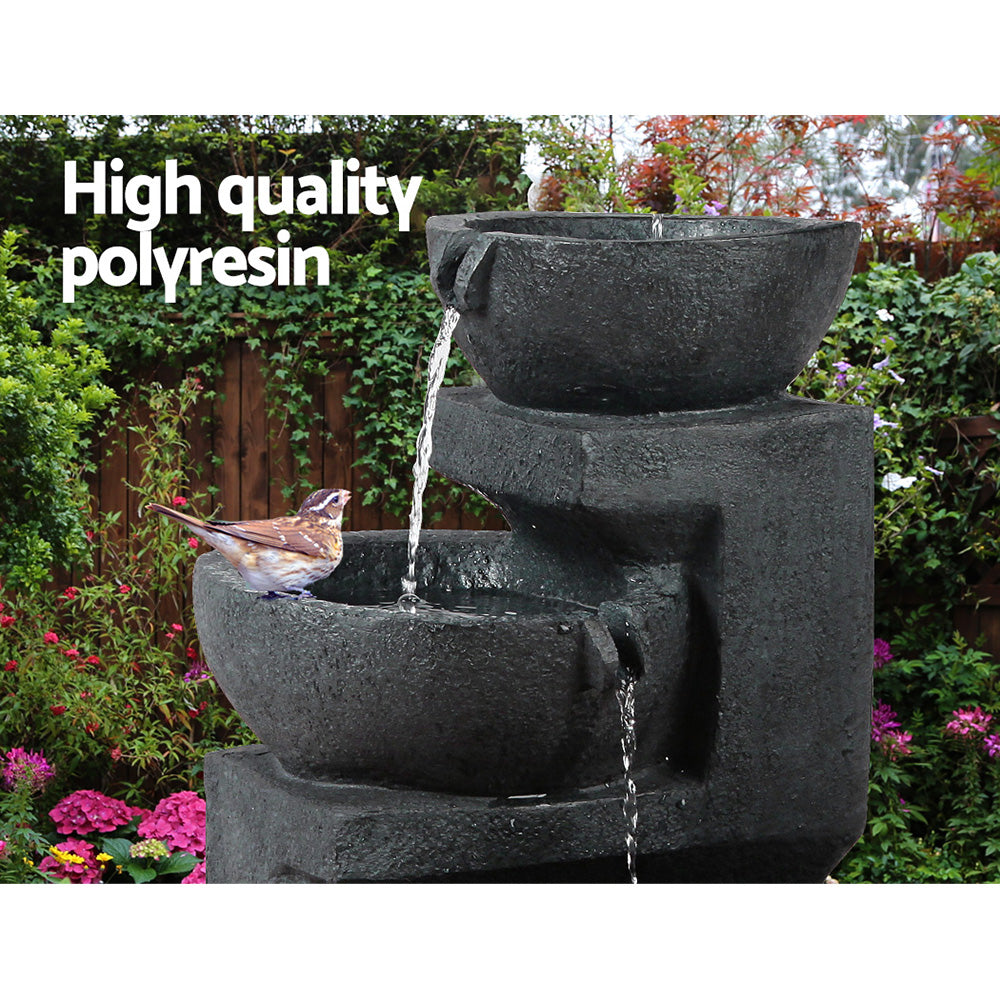 Solar Cascading 3 Tier Water Feature Modern Stone look fountain