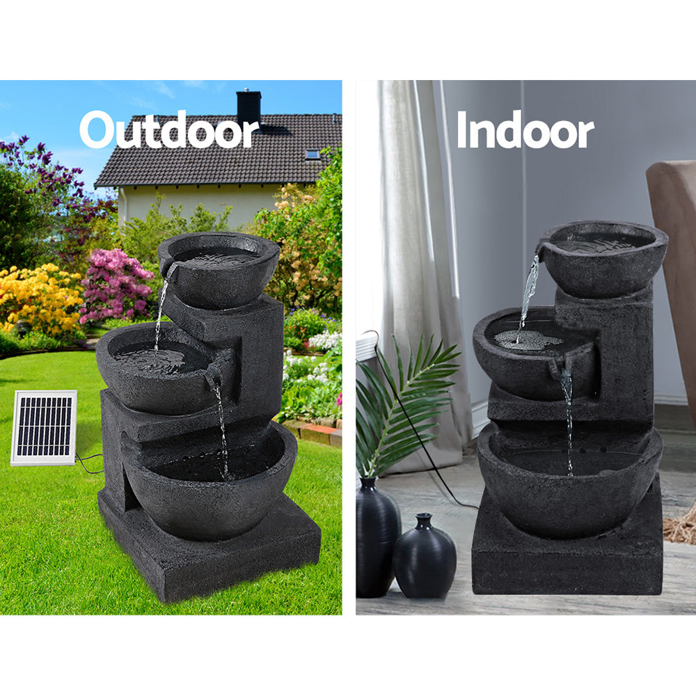 Solar Cascading 3 Tier Water Feature Modern Stone look fountain