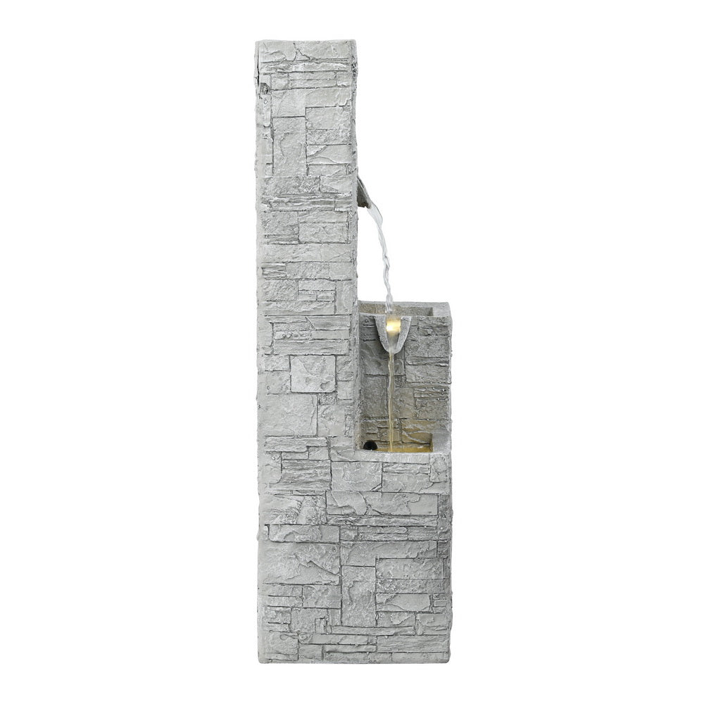 Cascading 3 Tier Solar Stone Look Water Feature with LED