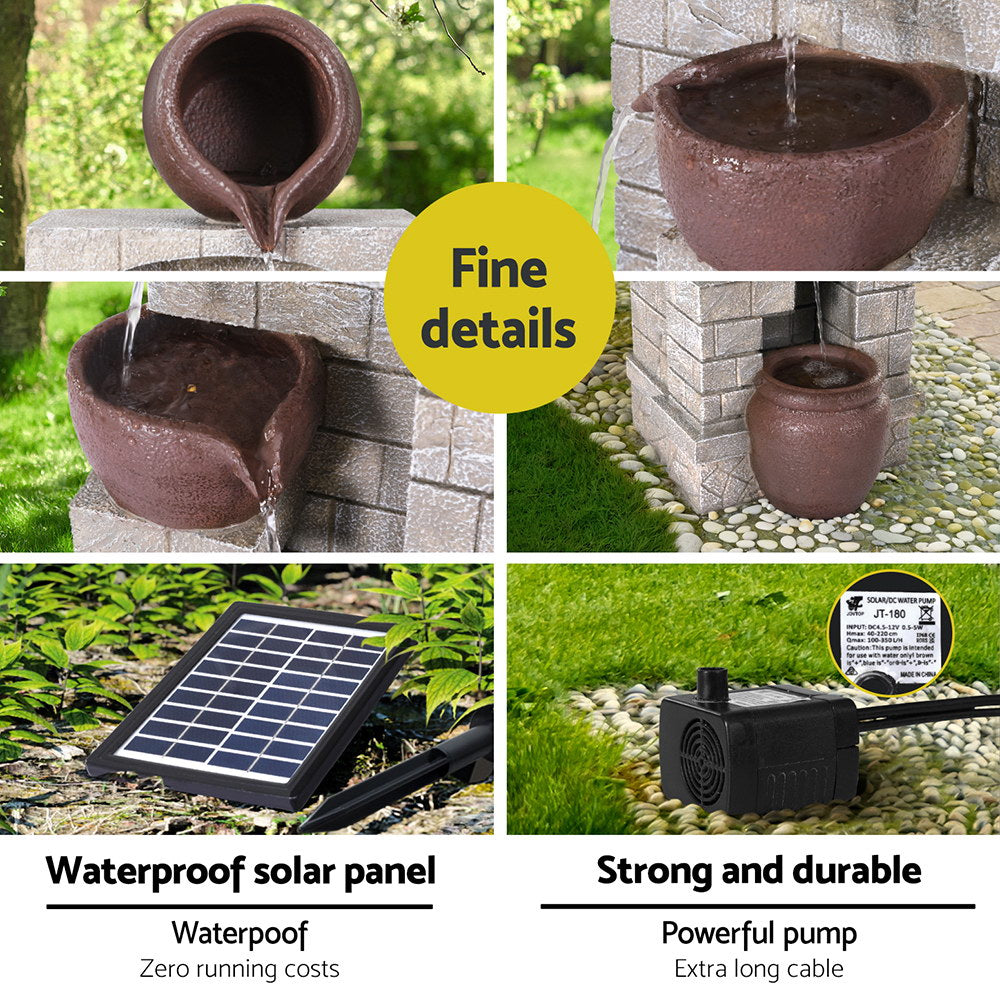 Solar Powered Patio Water Feature with LED Lights