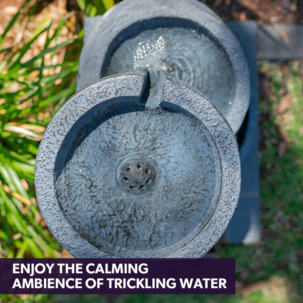 Solar Powered Cascading 3 Tier Water Fountain with LED Glow