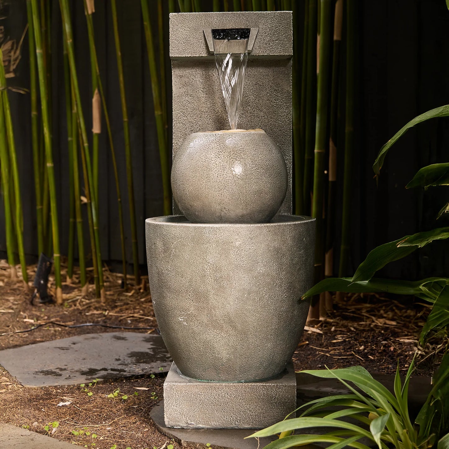 Lumos Modern Garden Water Feature with LED Illumination