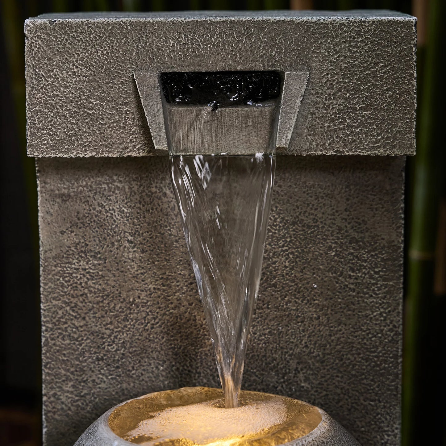 Lumos Modern Garden Water Feature with LED Illumination