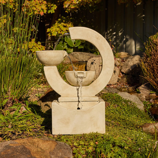 Crescent Modern Curved Garden Water Fountain Feature