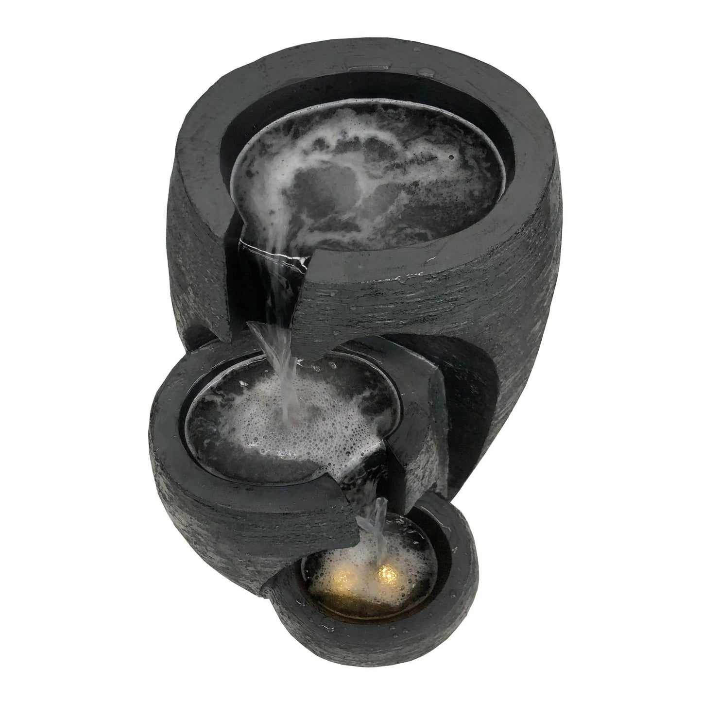 Modern 3 Tier Vase Style Stone Look LED Water Feature