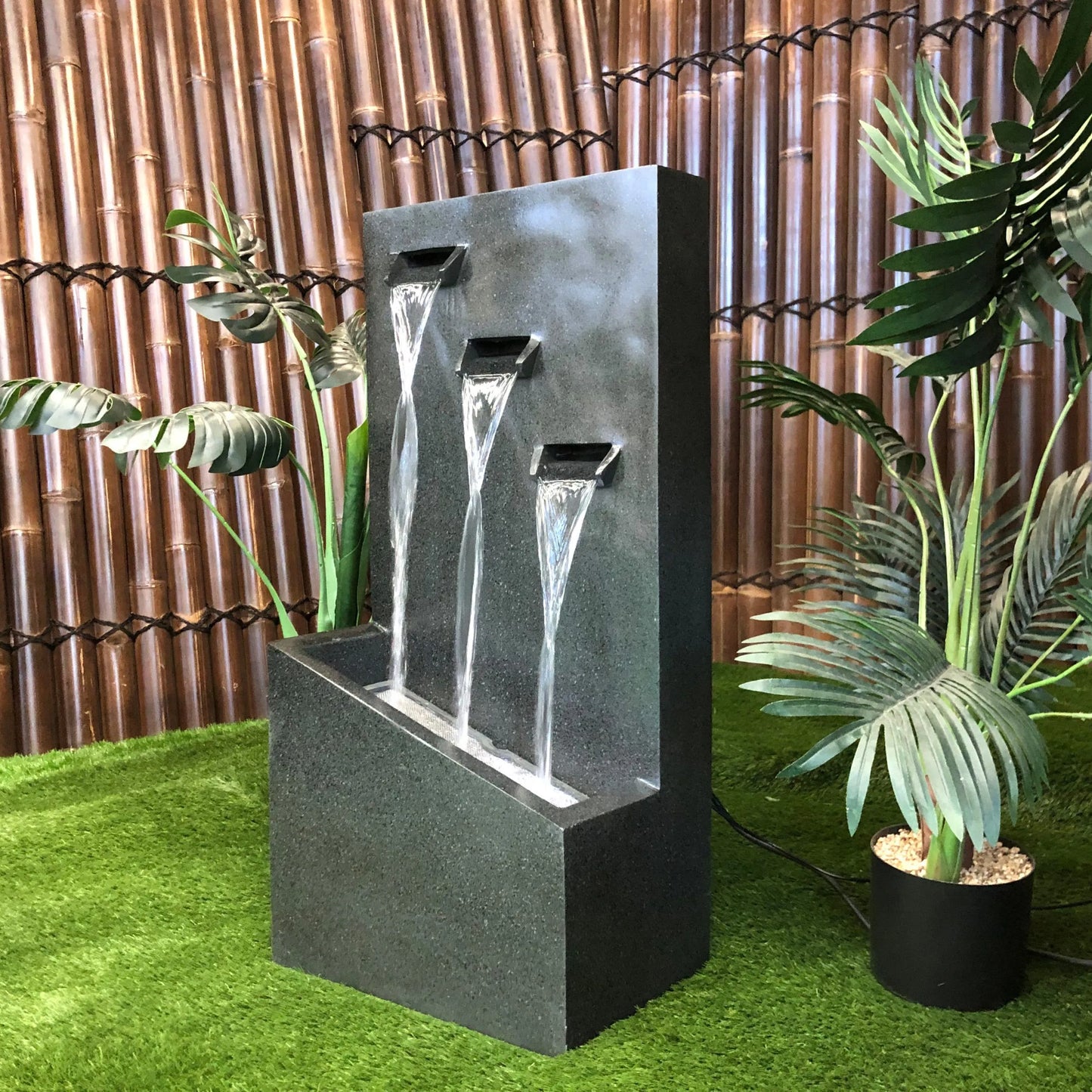 Modern 3 Spout Vertical LED Light Wall Water Feature