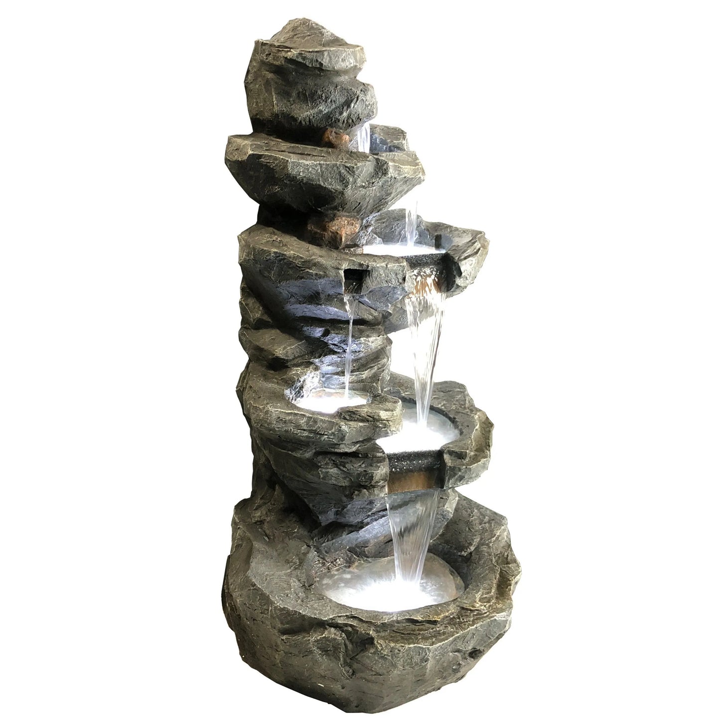 Cascading Natural Rock LED Lighting Water Feature