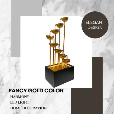 Cascading Copper Bowls LED Lighting Water Feature