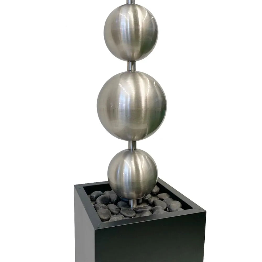 Modern Minimalist Steel Sphere Column Water Feature