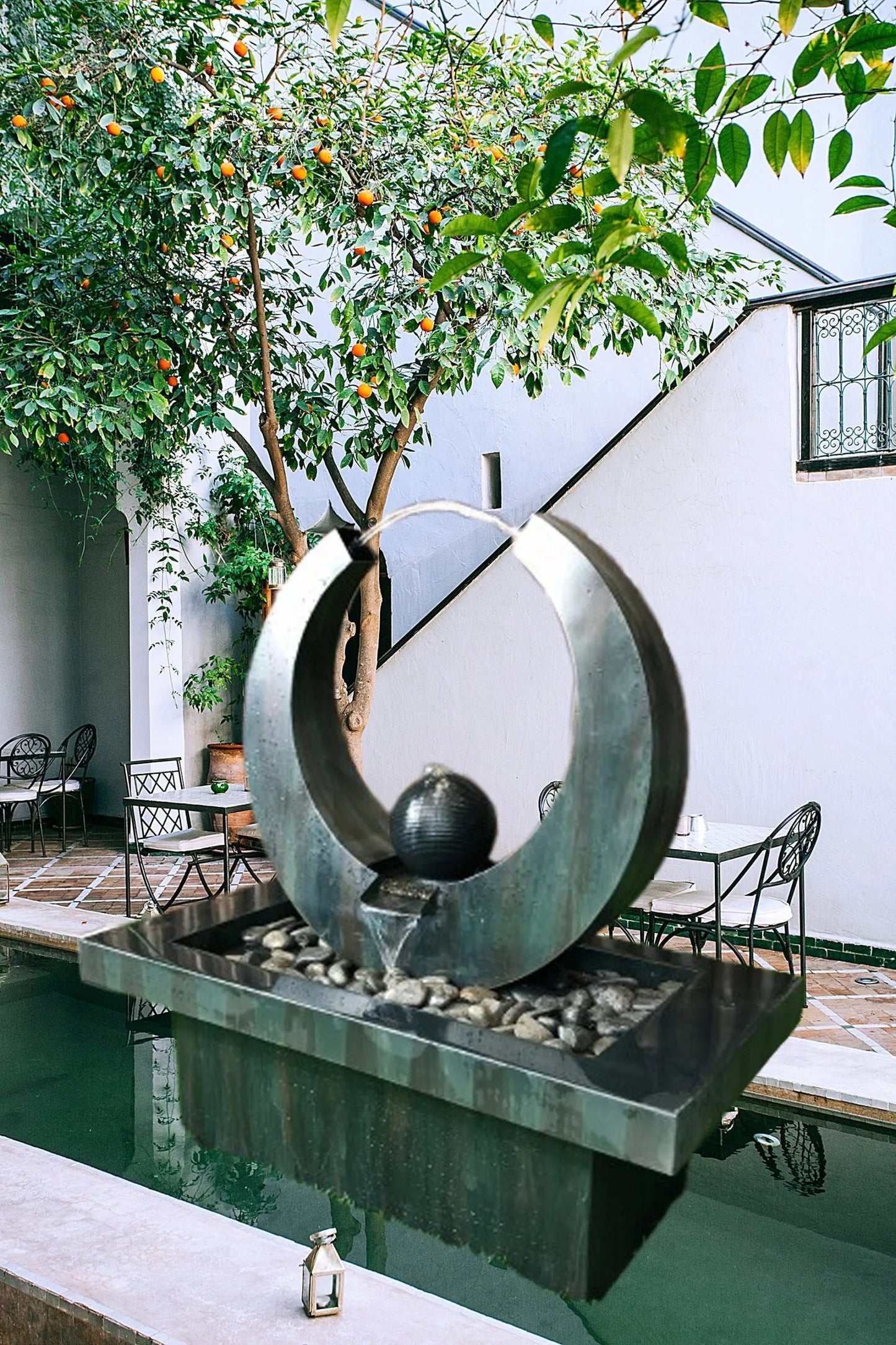 Modern Abstract Sphere Water Feature