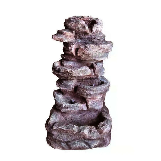 Solar Cascading Rock Water Feature with LED lighting