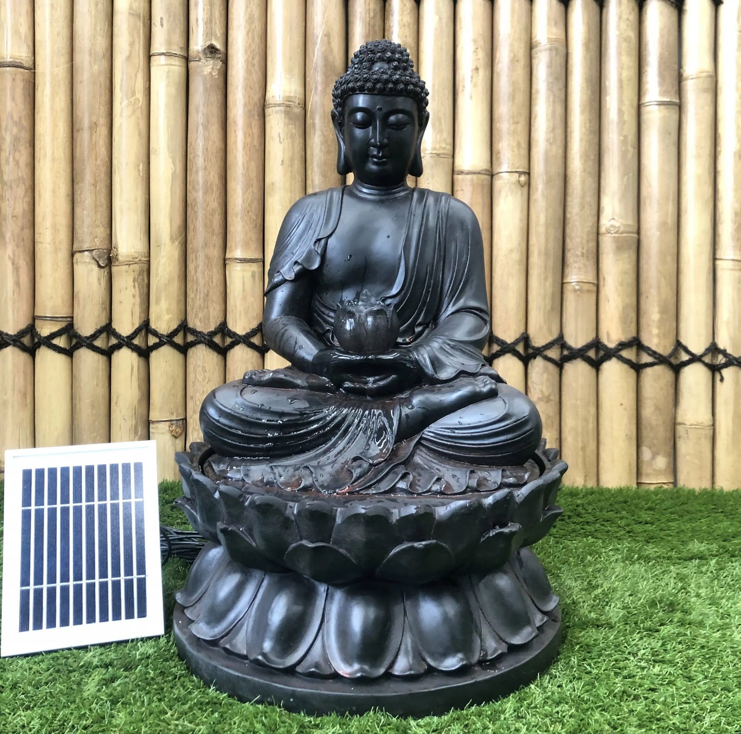 Solar powered Buddha LED Light Water Feature