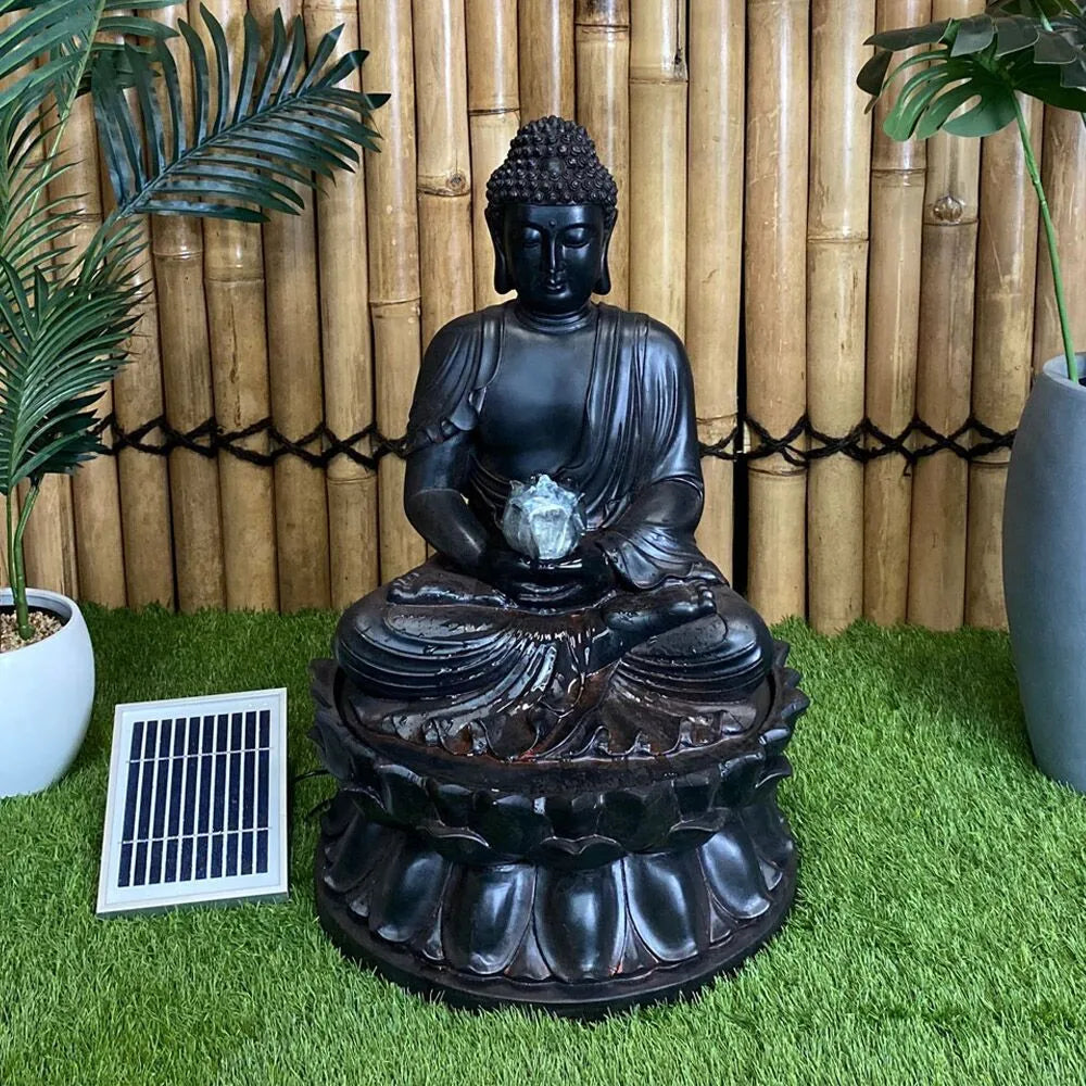 Solar powered Buddha LED Light Water Feature