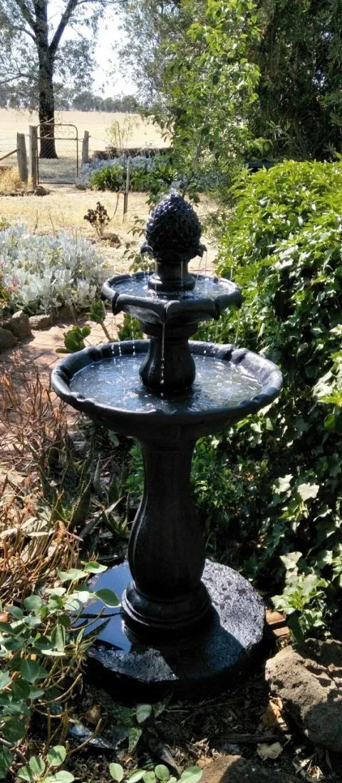 Solar Two Tier Dark Bird Bath Water Feature