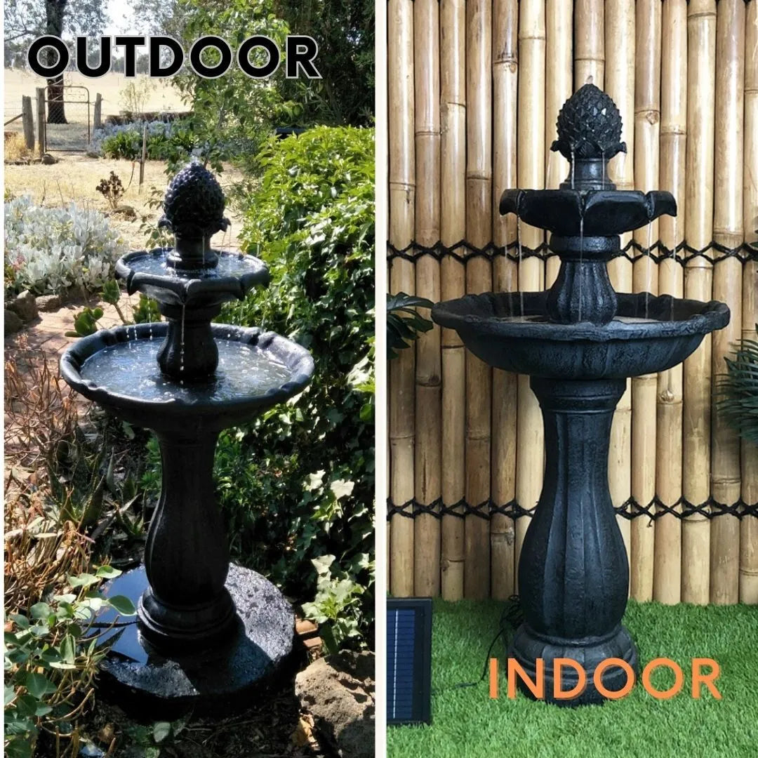Solar Two Tier Dark Bird Bath Water Feature