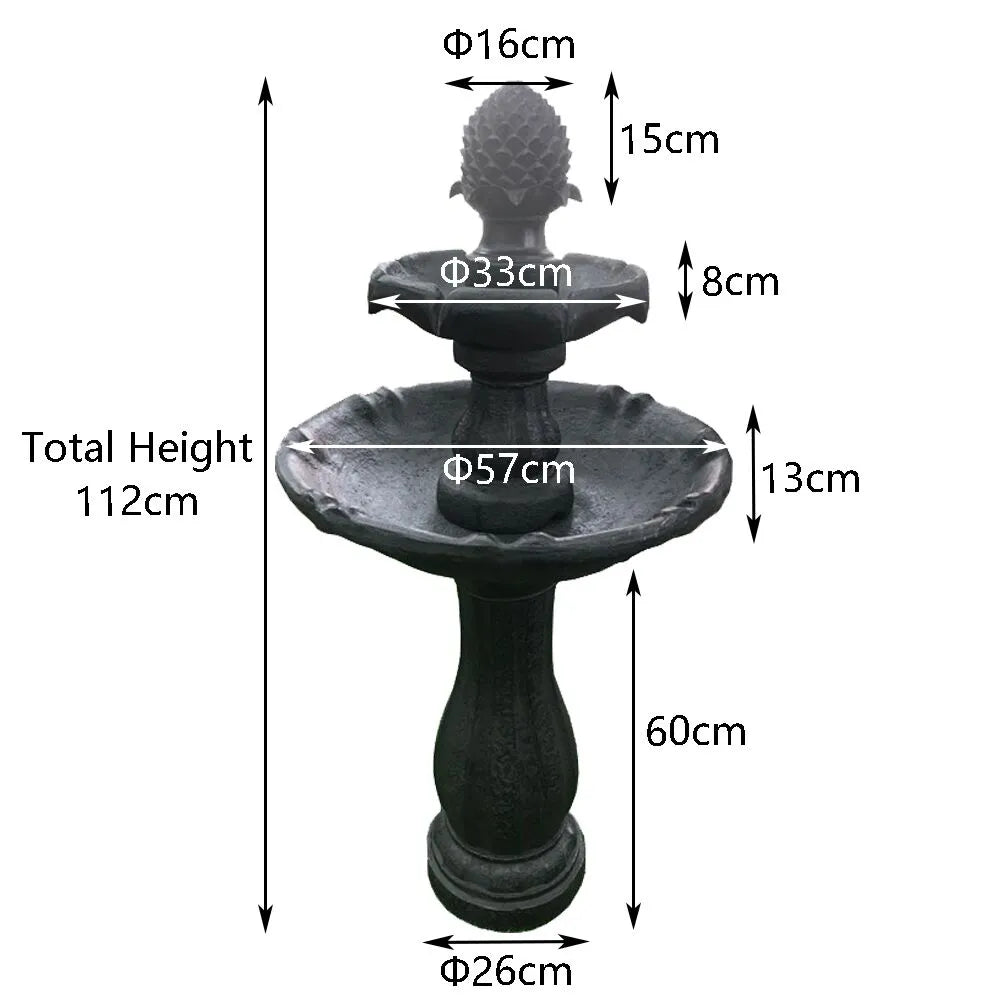 Solar Two Tier Dark Bird Bath Water Feature