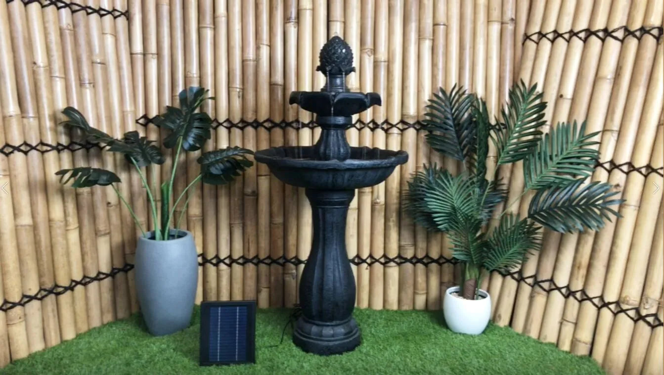 Solar Two Tier Dark Bird Bath Water Feature