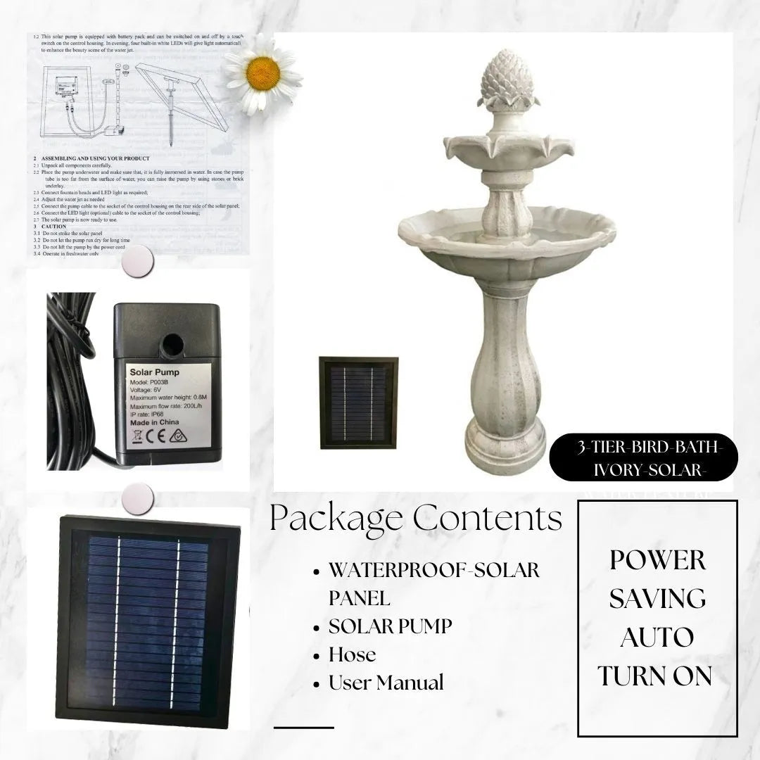Solar Two Tier Bird Bath Water Feature