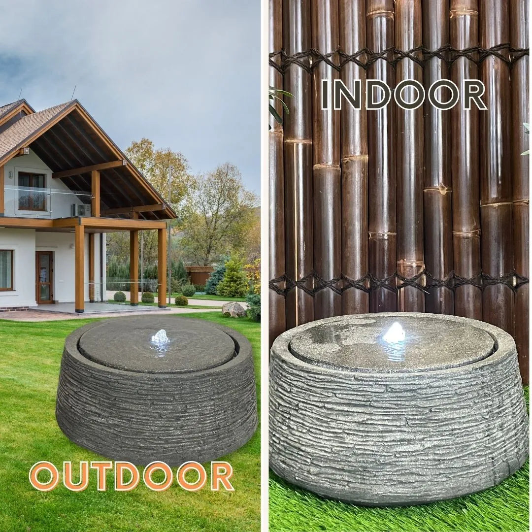 Bubbling Stone Finish LED Light Water Feature
