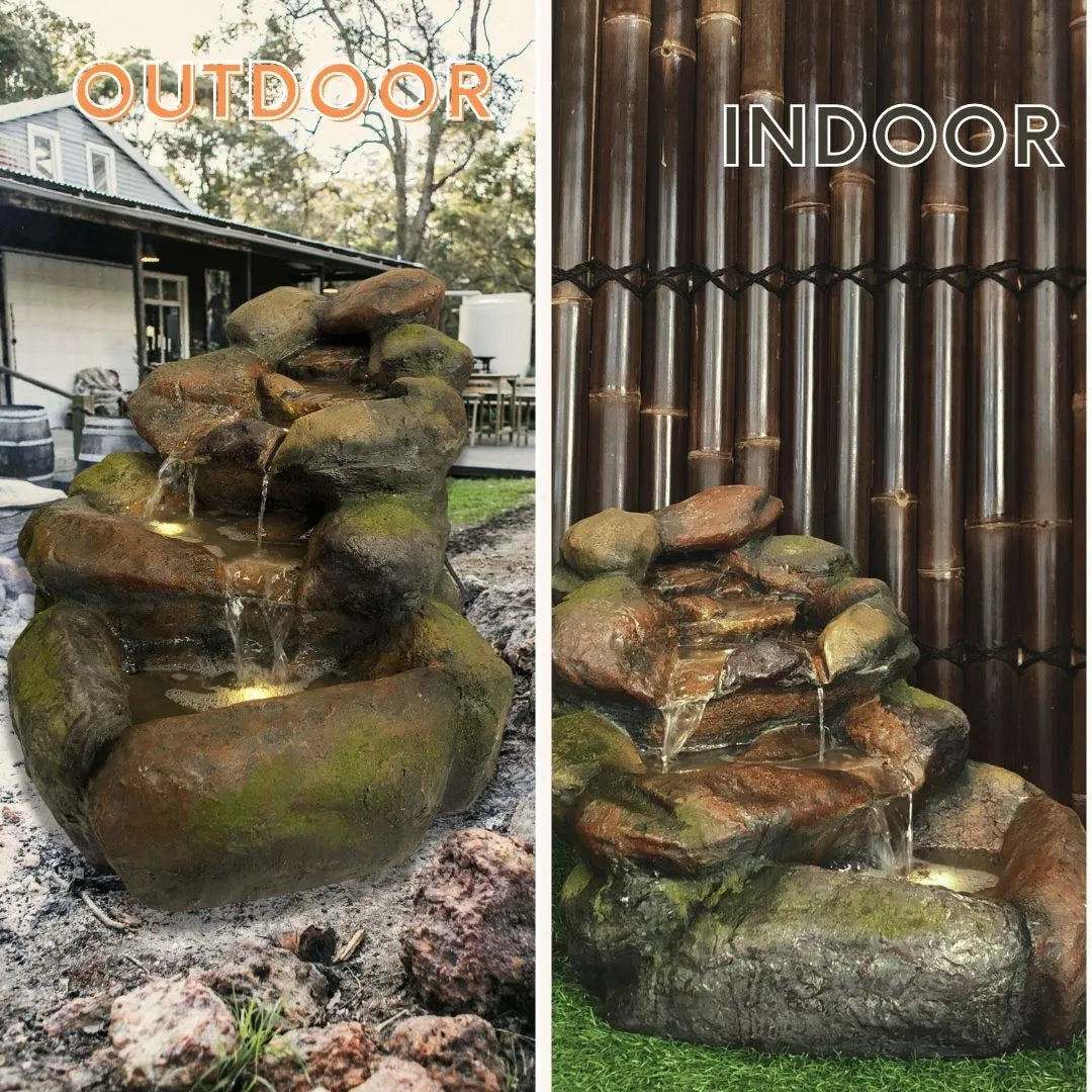 Stonora Natural Stacked Rock LED Light Water Feature
