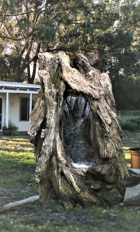 Glowfall Hollow Tree Trunk LED Light Water Feature