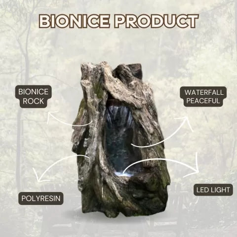 Glowfall Hollow Tree Trunk LED Light Water Feature