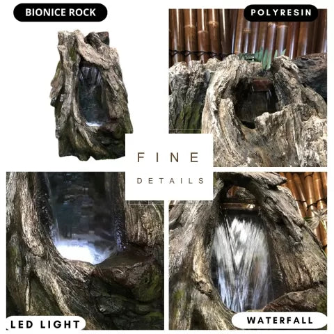 Glowfall Hollow Tree Trunk LED Light Water Feature