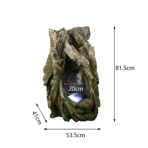 Glowfall Hollow Tree Trunk LED Light Water Feature