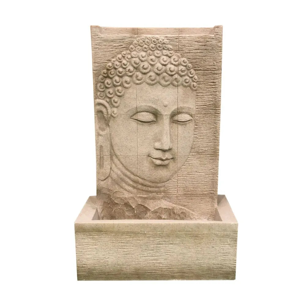 Modern Buddha Face LED Light Wall Water Feature